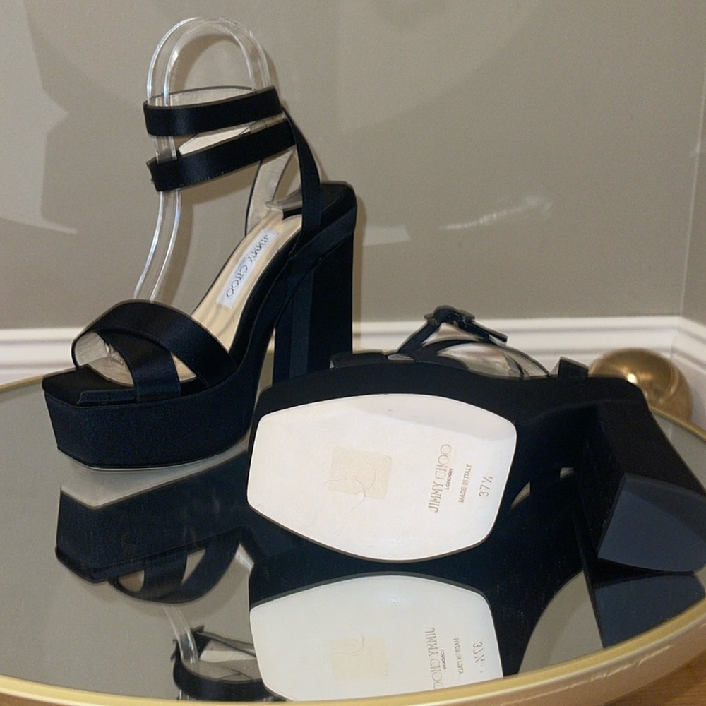 Jimmy Choo Gaia 140 Platform heeled sandals sz 37.5 - Picture 10 of 16